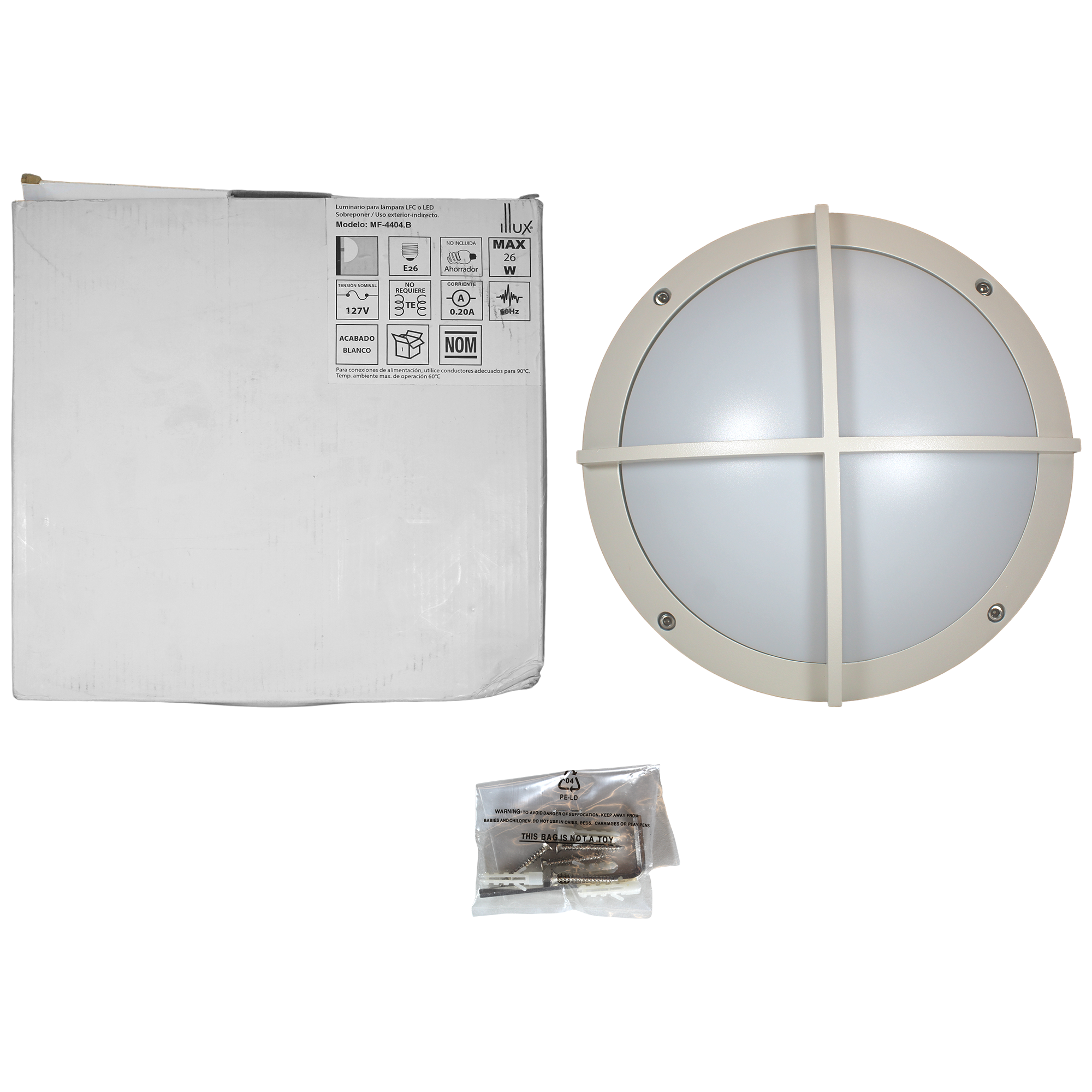 Lámpara decorativa para sobreponer en muro, blanco, aluminio, MF-4404.B