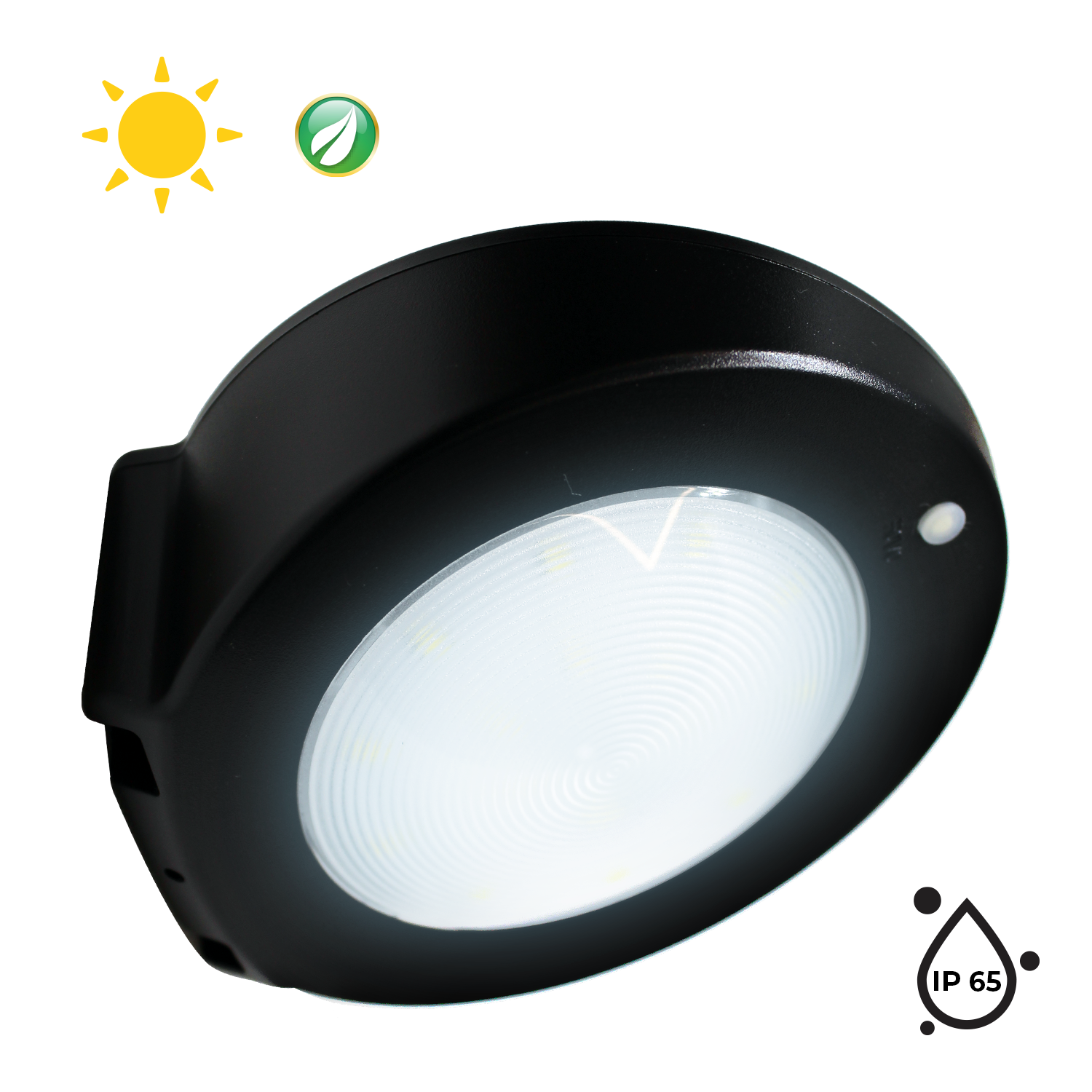 Luminaria LED solar con sensor de movimiento de sobreponer en muro, Negro 2.5W, Modelo MS-3104.N Dekor