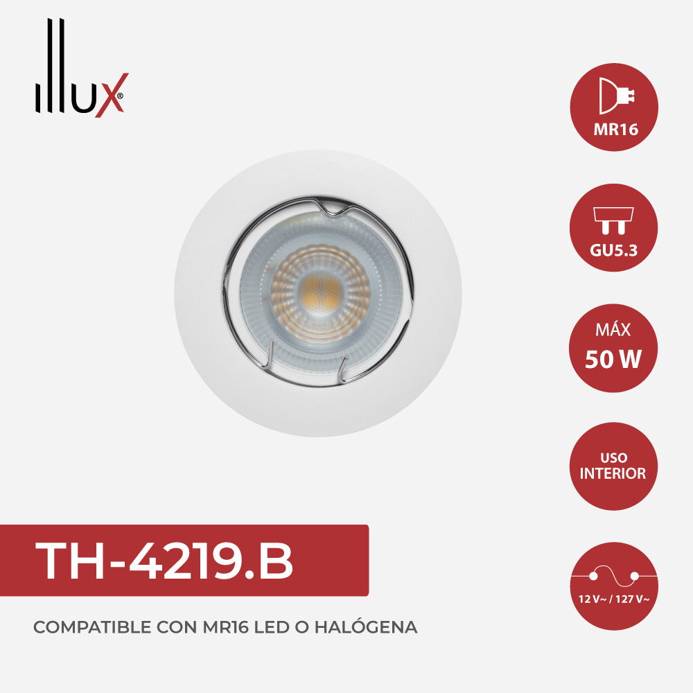 Luminario Illux para empotrar en techo. TH-4219