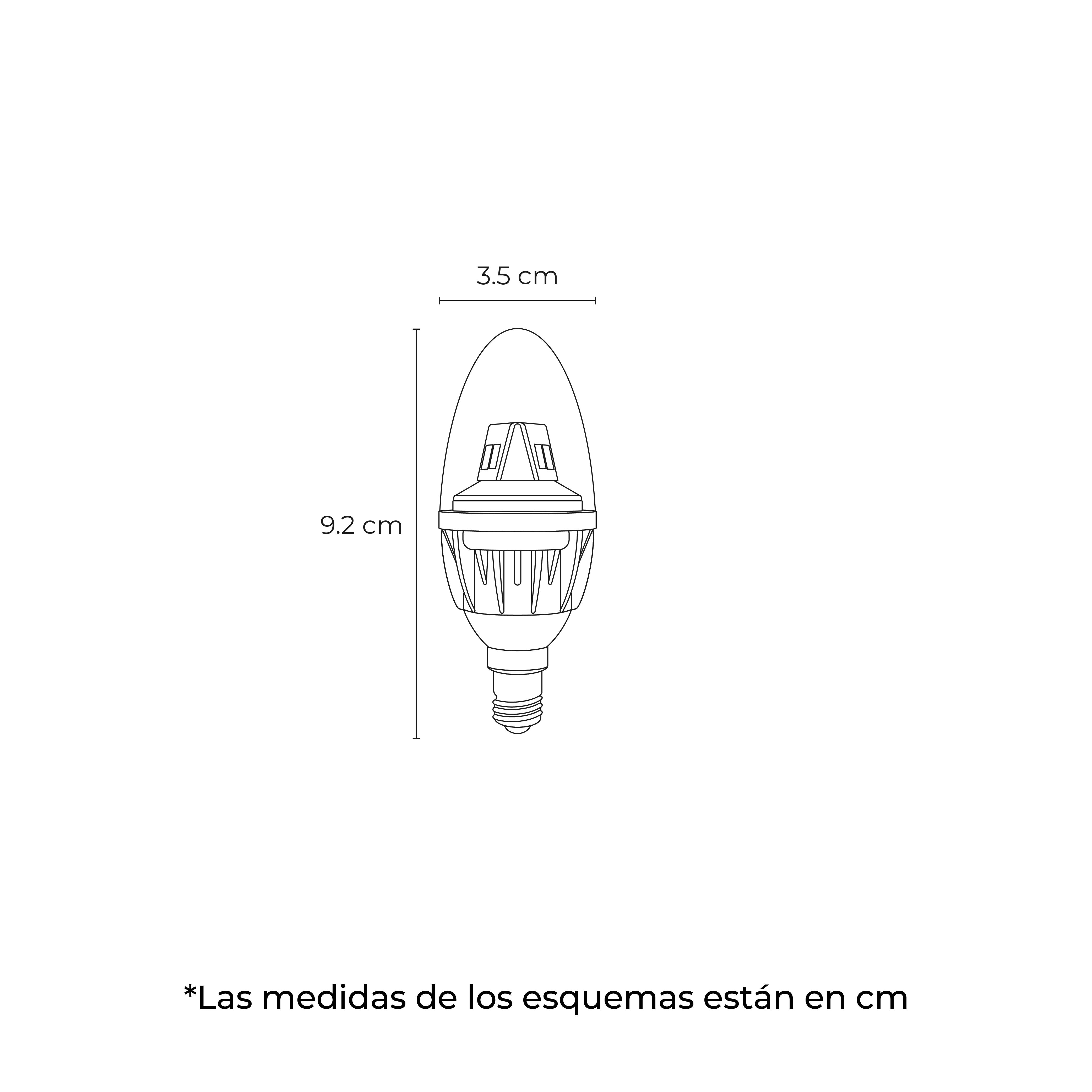 Lámpara Tipo Vela LED P45 de 3.6W a 127V con Base E12, FL-10CBE12.427