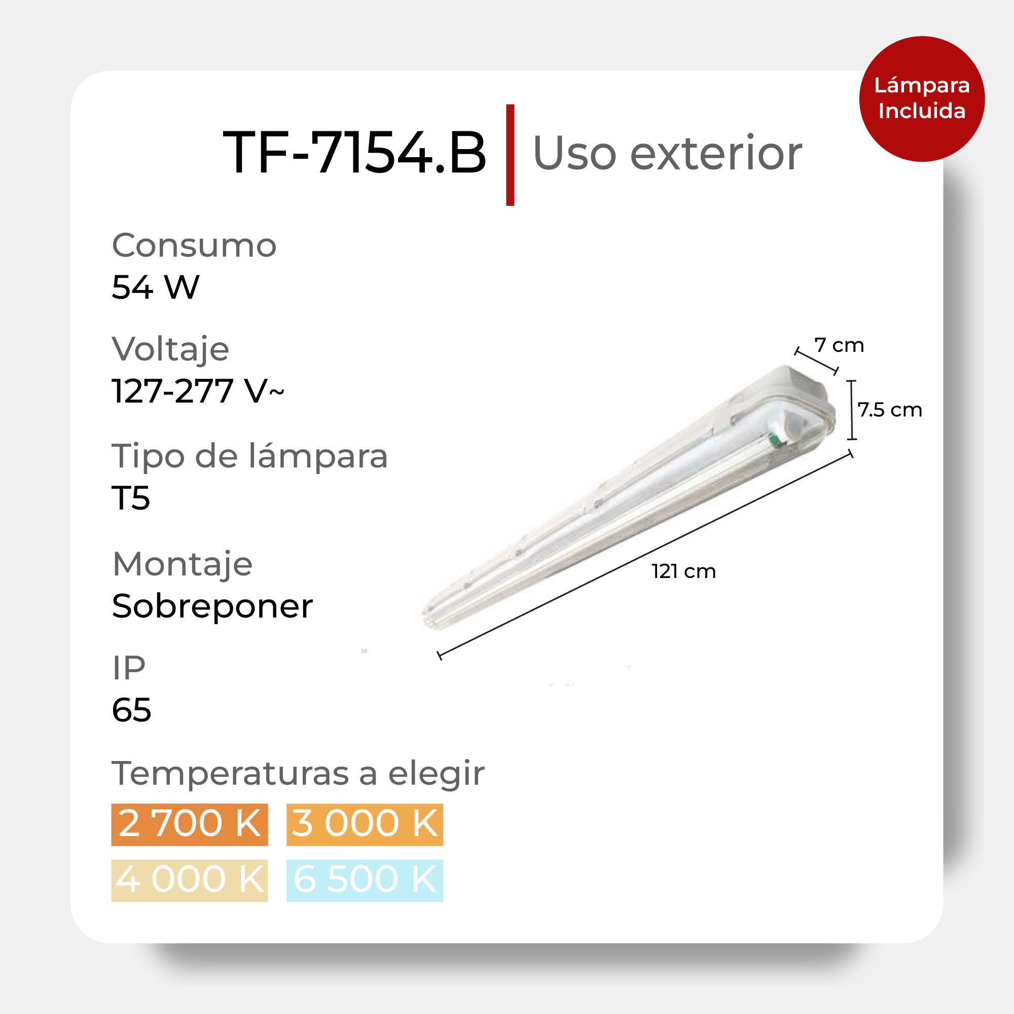 Luminario para Estacionamiento Modelo: TF-7154.B Iluminación Efectiva con Durabilidad Garantizada