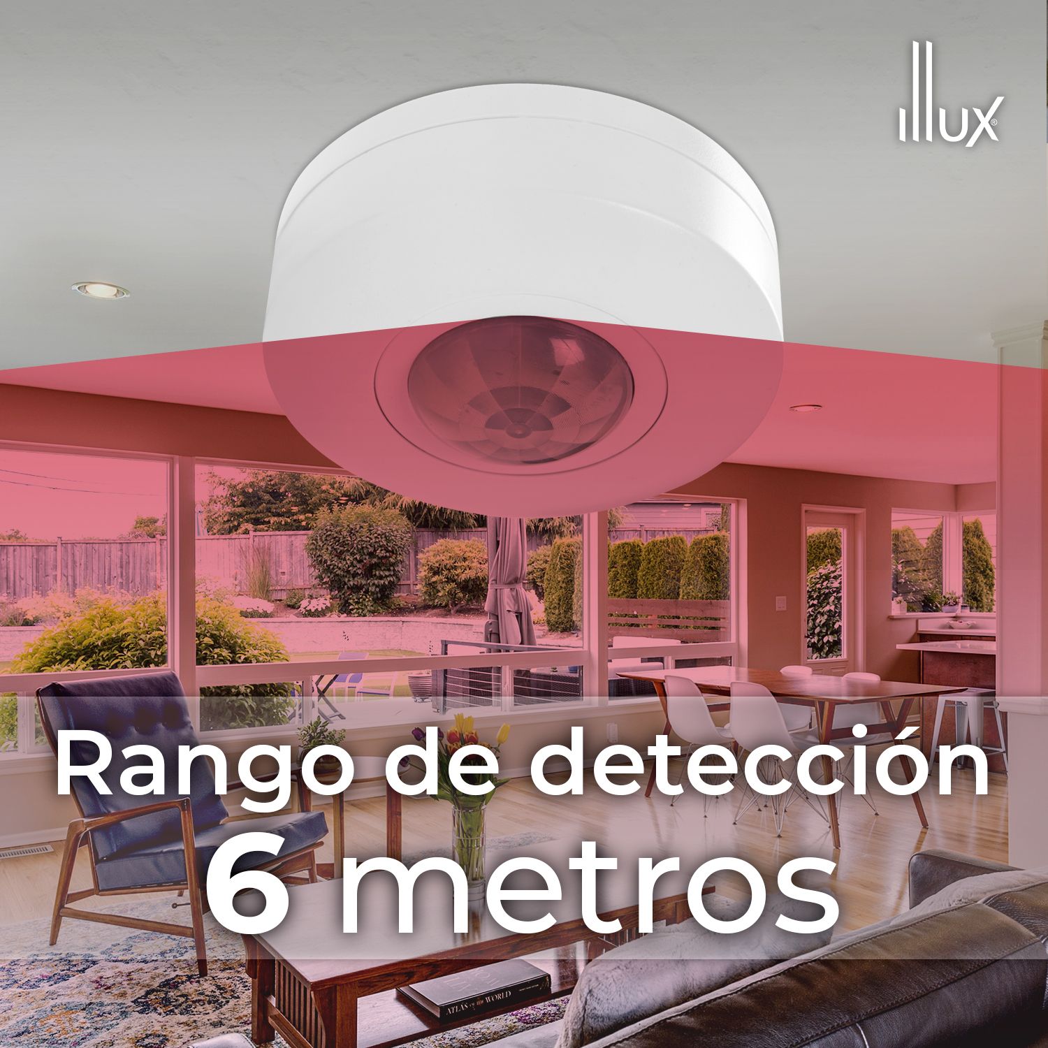 Sensor Illux de movimiento infrarojo 360° color blanco, SE-2102.B