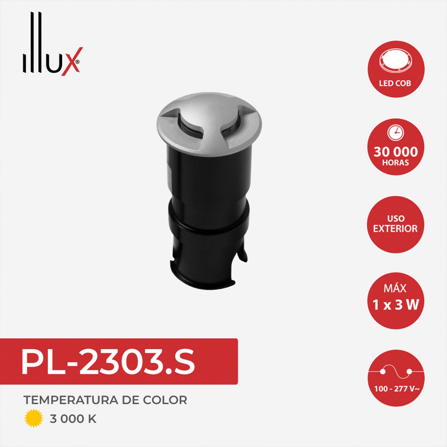 Lámpara Illux para empotrar LED de 3W, PL-2303.S